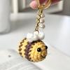 Plush Cute Knitting Bee Car Keychain Kawaii Mini Bees Pendant Decor Keyring Keyholder Party Jewelry Gifts Keychain Accessories