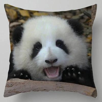 X süßer Panda-Print Muster Polyester quadratischer Kissenbezug Schlafzimmer Wohnzimmer Sofa Heimdekoration Kissenbezug