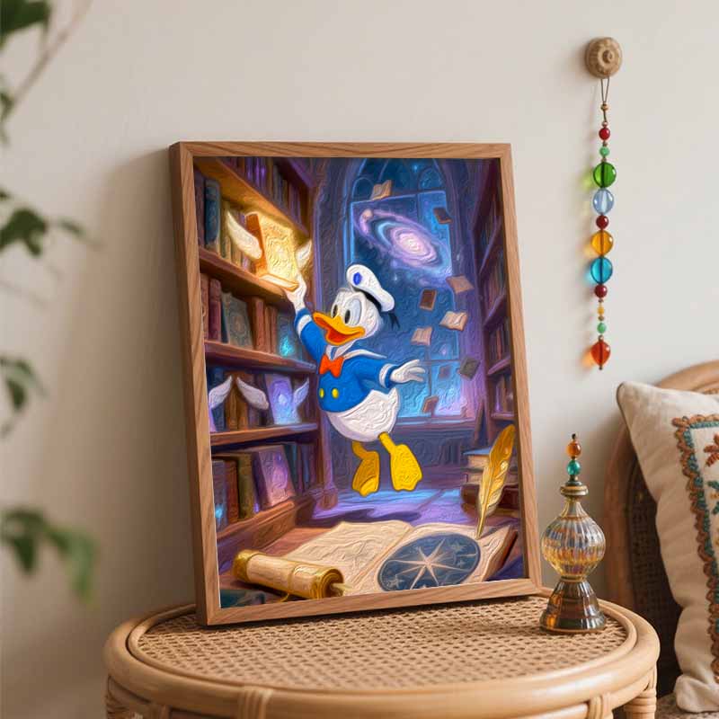 Disney Digital Oil Painting Art Kit Donald Duck Magic Library Handmade Coloring Painting Home Decor