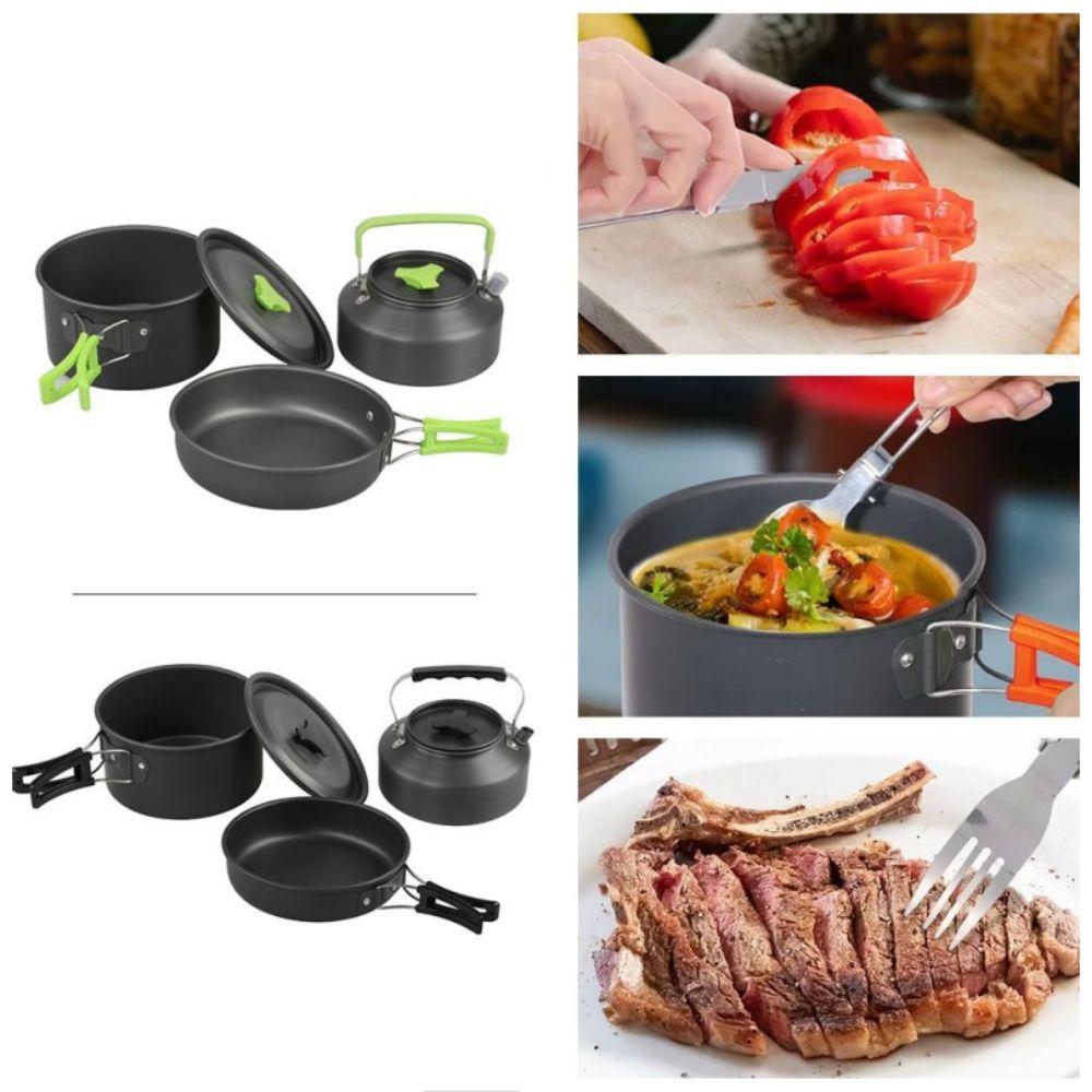 Frying Pan Outdoor Cookware Set Kettle Picnic Pot Set Camping Tableware Kitchen Equipment
