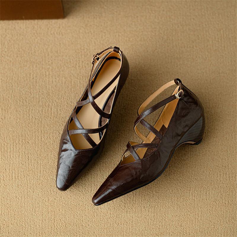 Fashion New Spring Summer Sheep Leather Women Shoes Square Toe Shallow Women Pumps Mary Jane Shoes for Women Straps Gladiator Shoes
