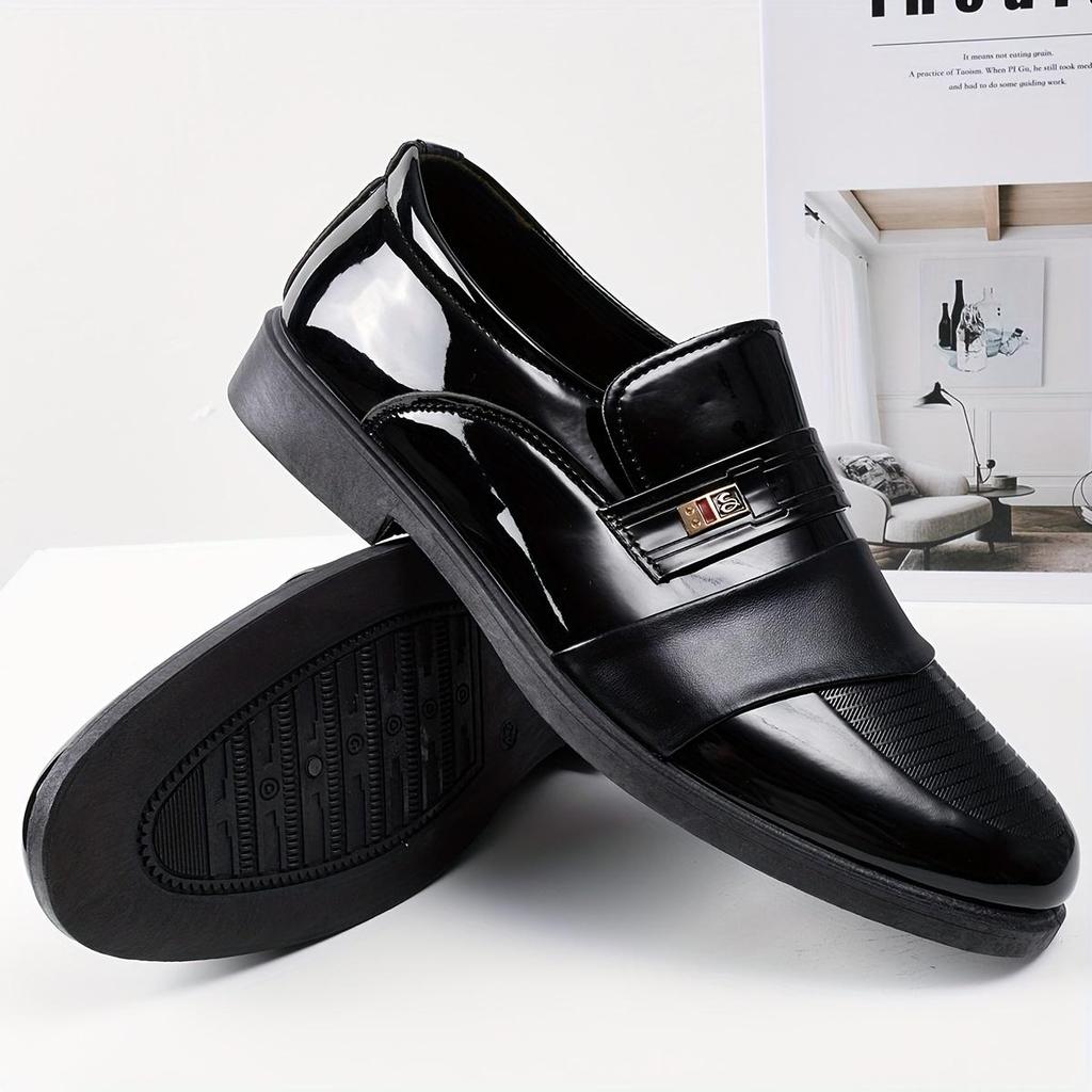 Men's Sleek Slip-On Dress Shoes - Fashionable British Style, Durable Rubber Sole, Comfortable, Business Casual, One-step, Lazy Shoes