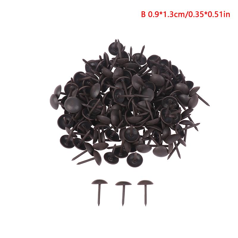 100Pcs Black Round Head Metal Pushpins Upholstery Nails Vintage Tacks Stud Decor