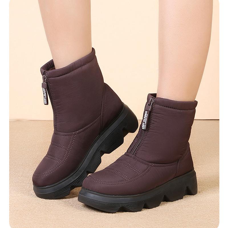 Зимове взуття 2025 Жіночі снігові чоботи Збільшення висоти 5 см Водонепроникні Холодні зимові Жіночі черевики до щиколотки Нековзні Жіночі бавовняні туфлі Чорні Червоні Великий розмір 41