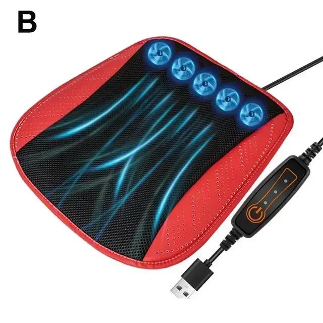 Nová letní chladivá a prodyšná podložka na sedadlo do auta s odvodem tepla Domácí USB ventilátor Potah na sedadlo do auta pro chlazení Zr