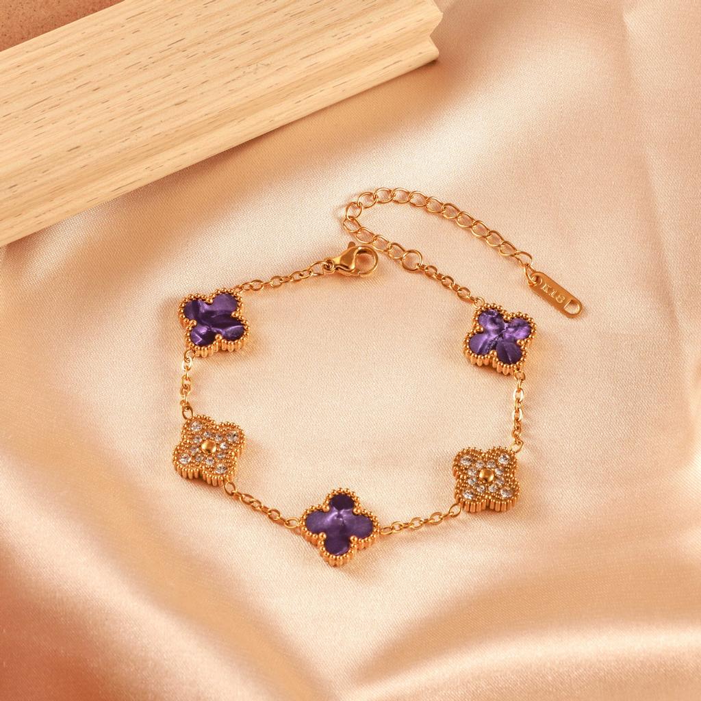 Four-leaf Clover Bracelet - Women's Luxury 18k Gold Plated Sparkling Bracelet