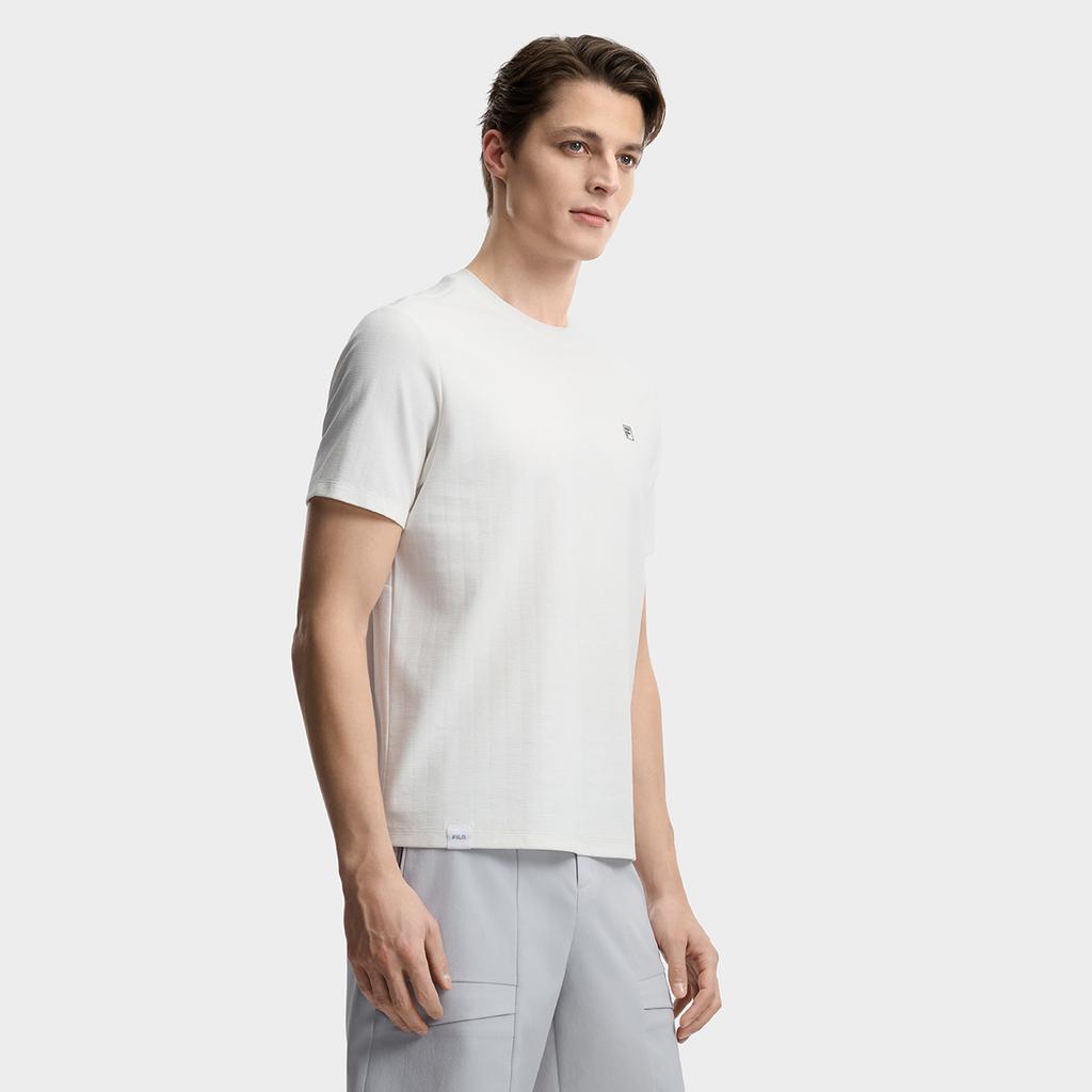 Fila White Fashion Classic Simple Casual Versatile Comfortable Breathable Short Sleeve T-Shirt Men Tops Cloud-White F11M623114FWT