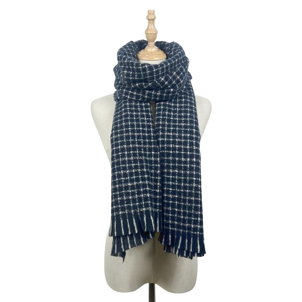 New Angela red scarf women's thickened long autumn and winter senior sense versatile simple plaid warm scarf