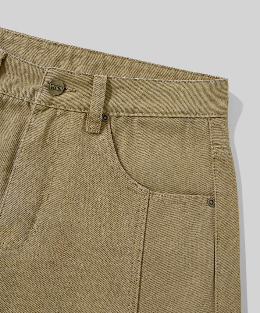 Beodeonteu Garment-Dyed Cut-Pocket Wide Twill Pants [Timber]