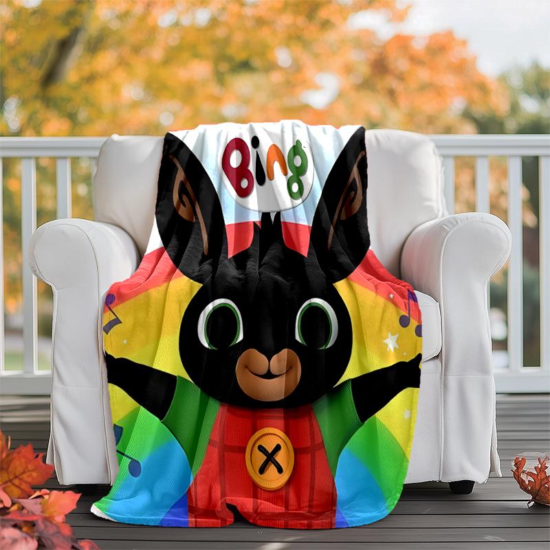 Bing Bunny Flannel Blanket Soft Warm All-Season Throw, Design for Camping, Car Travel, Hiking Sofa, Bed, Office Perfect Gift for Parties