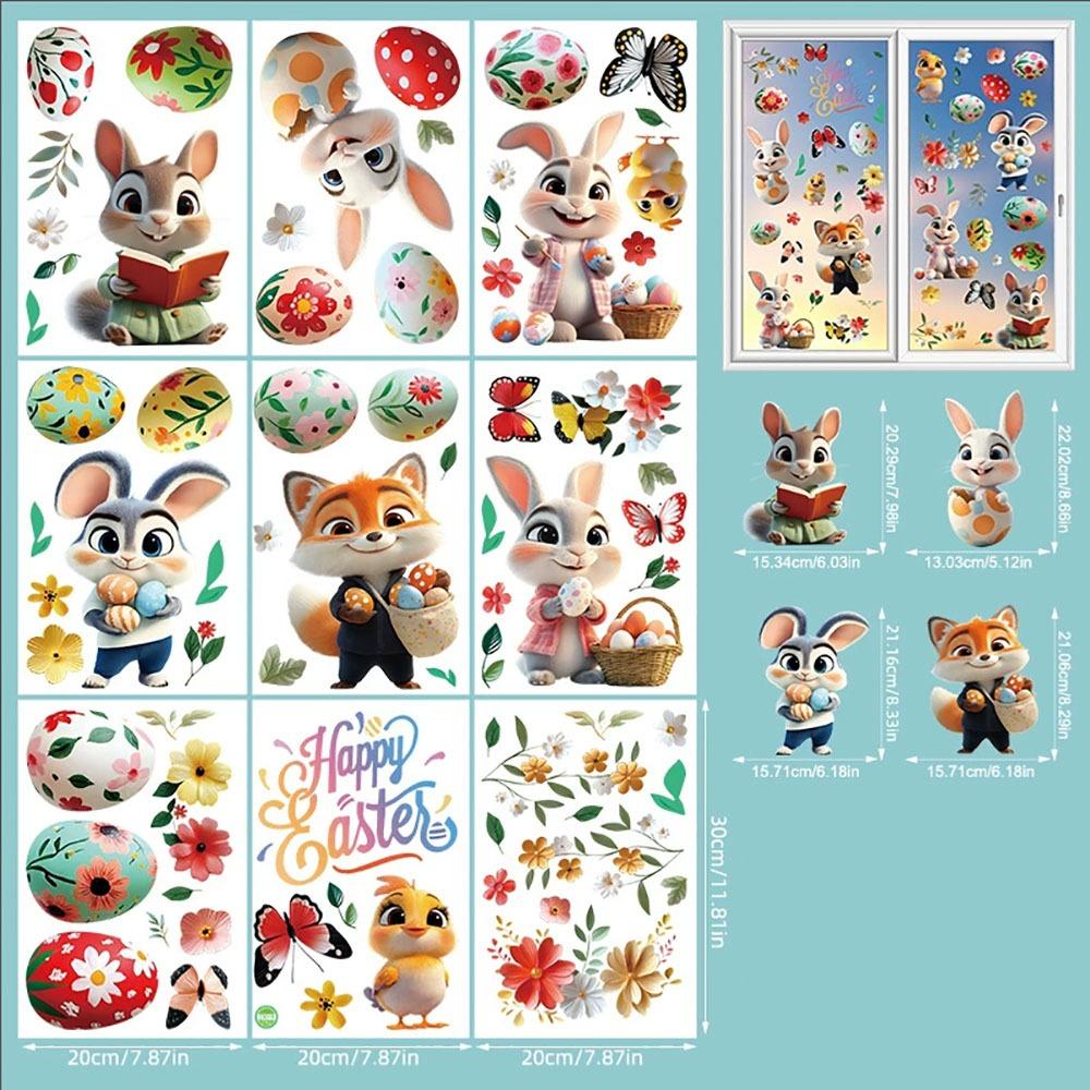Self Adhesive Easter Egg Stickers Electrostatic Sticky Colorful Door Window Stickers DIY Easter Bunny Glass Window Sticker