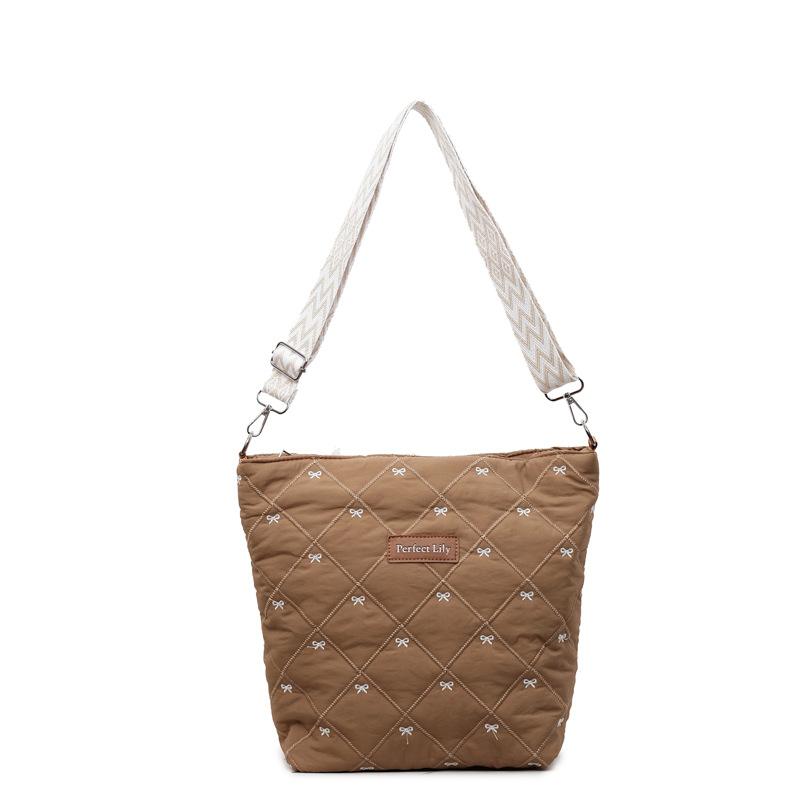 

Дизайн большой вместимости сумка через плечо с бантом модная женская сумка-мессенджер вышивка бриллиантовой нитью универсальная сумка-тоут хаки