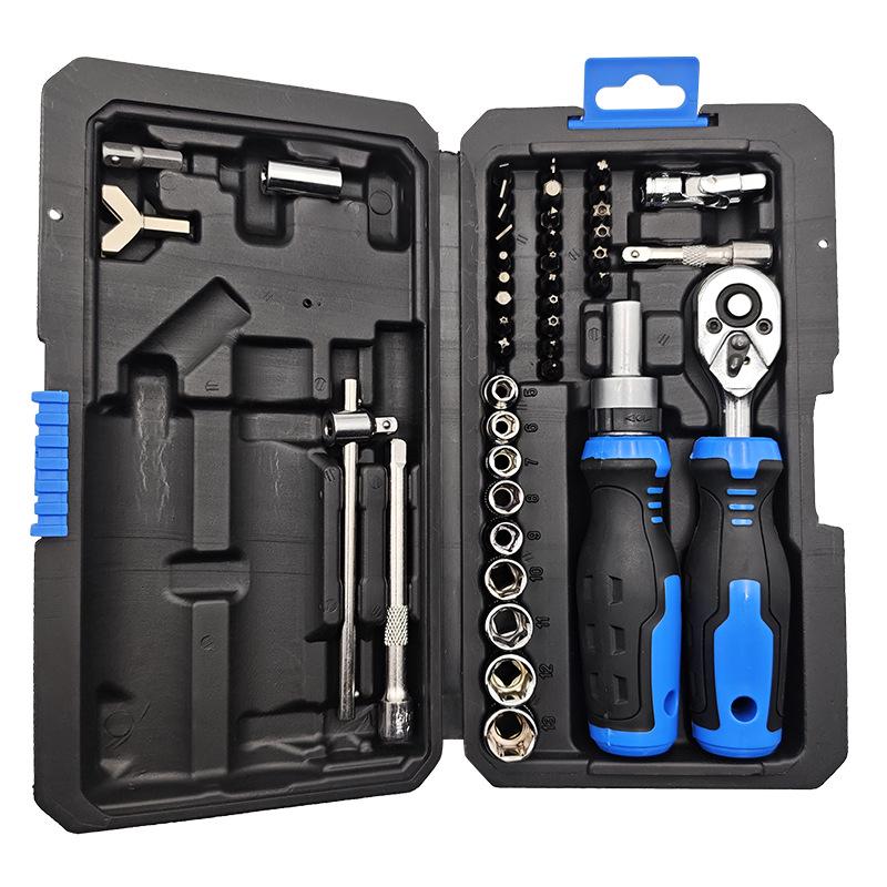 43-in-1 Multi-functional Ratchet Wrench & Screwdriver Set with Magnetic Bits for Household Repairs