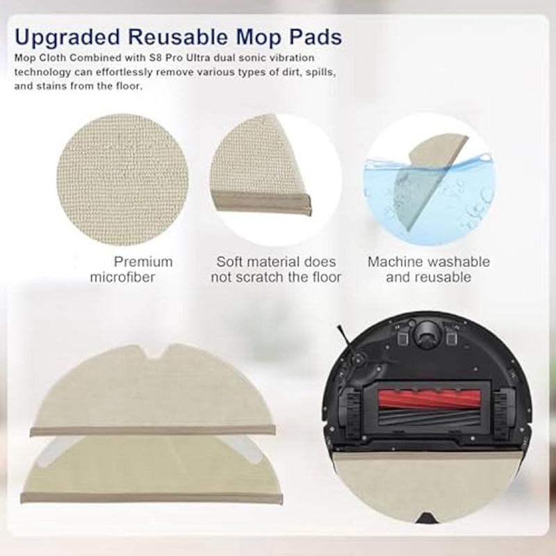 21Pcs For Roborock Q8 Max Q8 Max+ Q5 Pro Q5 Pro+ Robot Vacuum, Replacement Main Side Brush Filter, Dust Bags, Mop Cloth