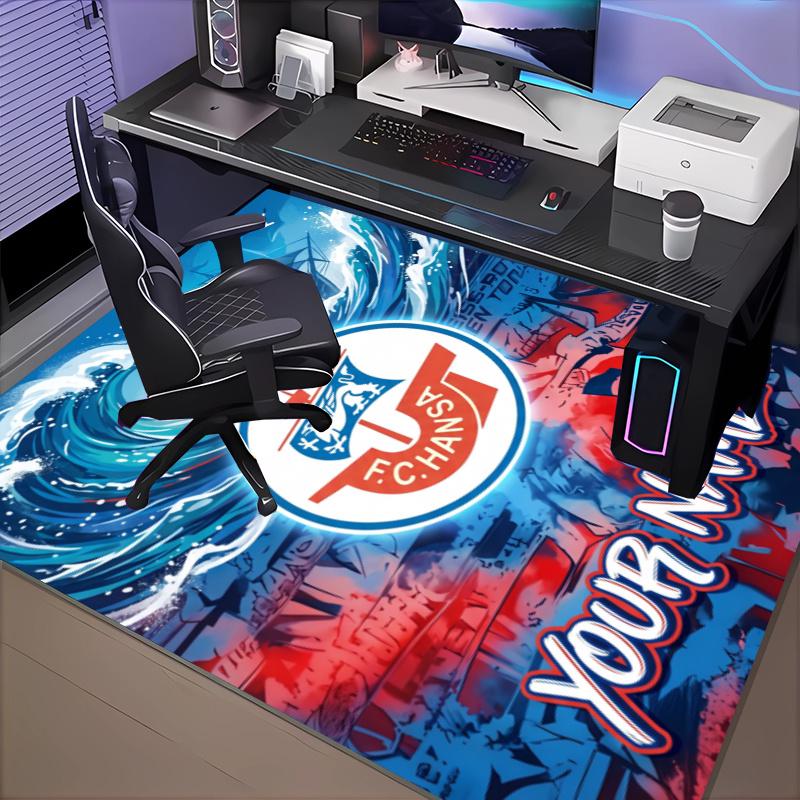 Benutzerdefinierter Name Hansa Rostock Teppich Büro Teppich, Innen Teppich, Stuhl Teppich, Wohnzimmer, Fußmatte Spiel Teppich Heimdekoration Geburtstag Weihnachtsgeschenke
