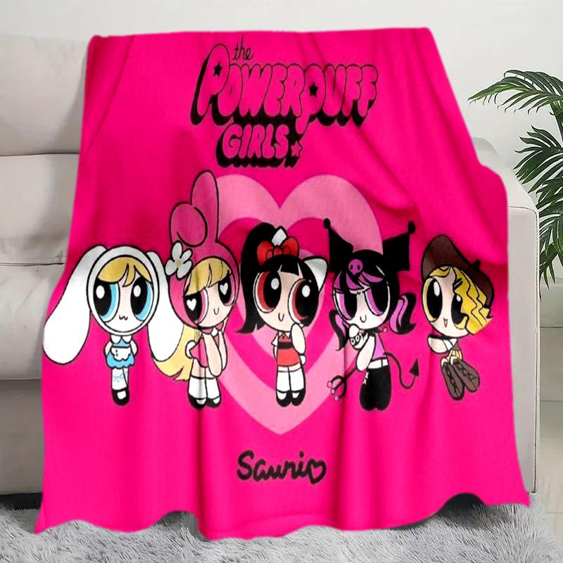 1PC The Powerpuff Girls printed blanket, all season lightweight home office outdoor nap multifunctional blanket A1