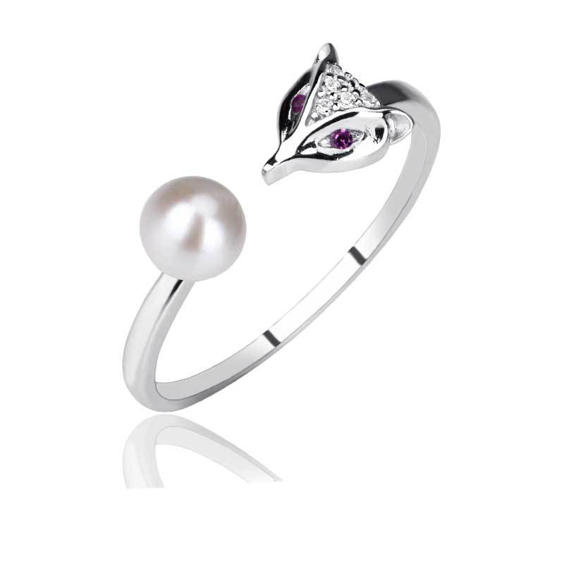 

Женское простое открытое кольцо из стерлингового серебра 925 пробы с позолоченным жемчугом и жемчугом лисы