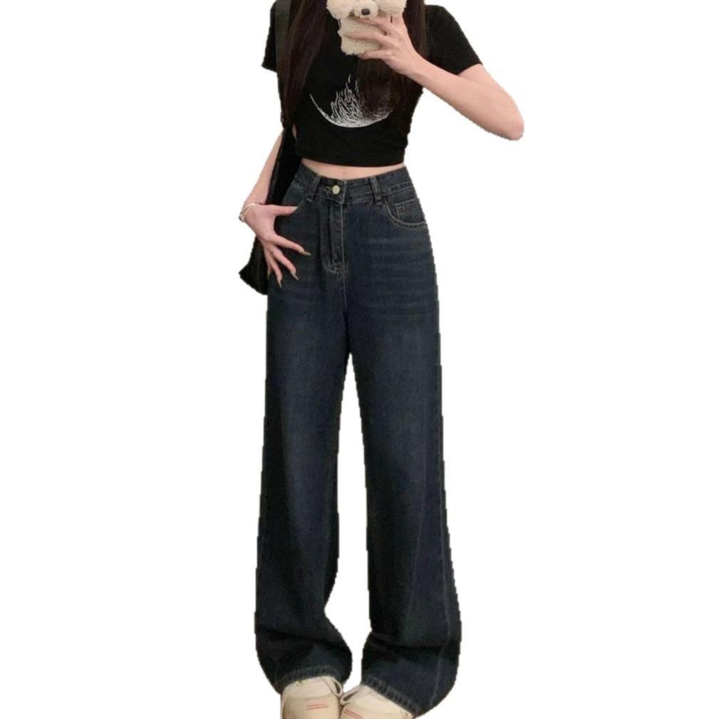 Fashionable Comfortable Washed Big Yard Wide Leg Jeans Women High Street Skinny Drag Floor Wide Leg Trousers Jeans for Women Long Denim Pants