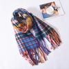 New autumn and winter rainbow plaid scarf women's winter high-end mohair fringed shawl scarf imitation cashmere scarf