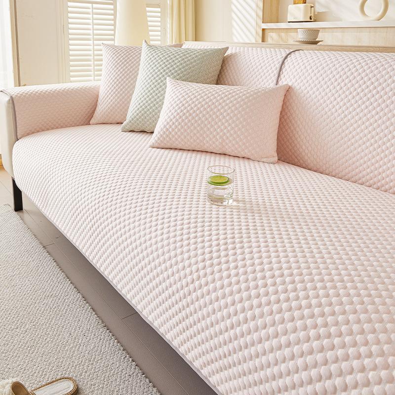 Candy Color Summer Cooling Sofa Cover Ice Silk Non Slip Foldable Seat Cushion Pad Adjustable Armrest Backrest Slipcovers