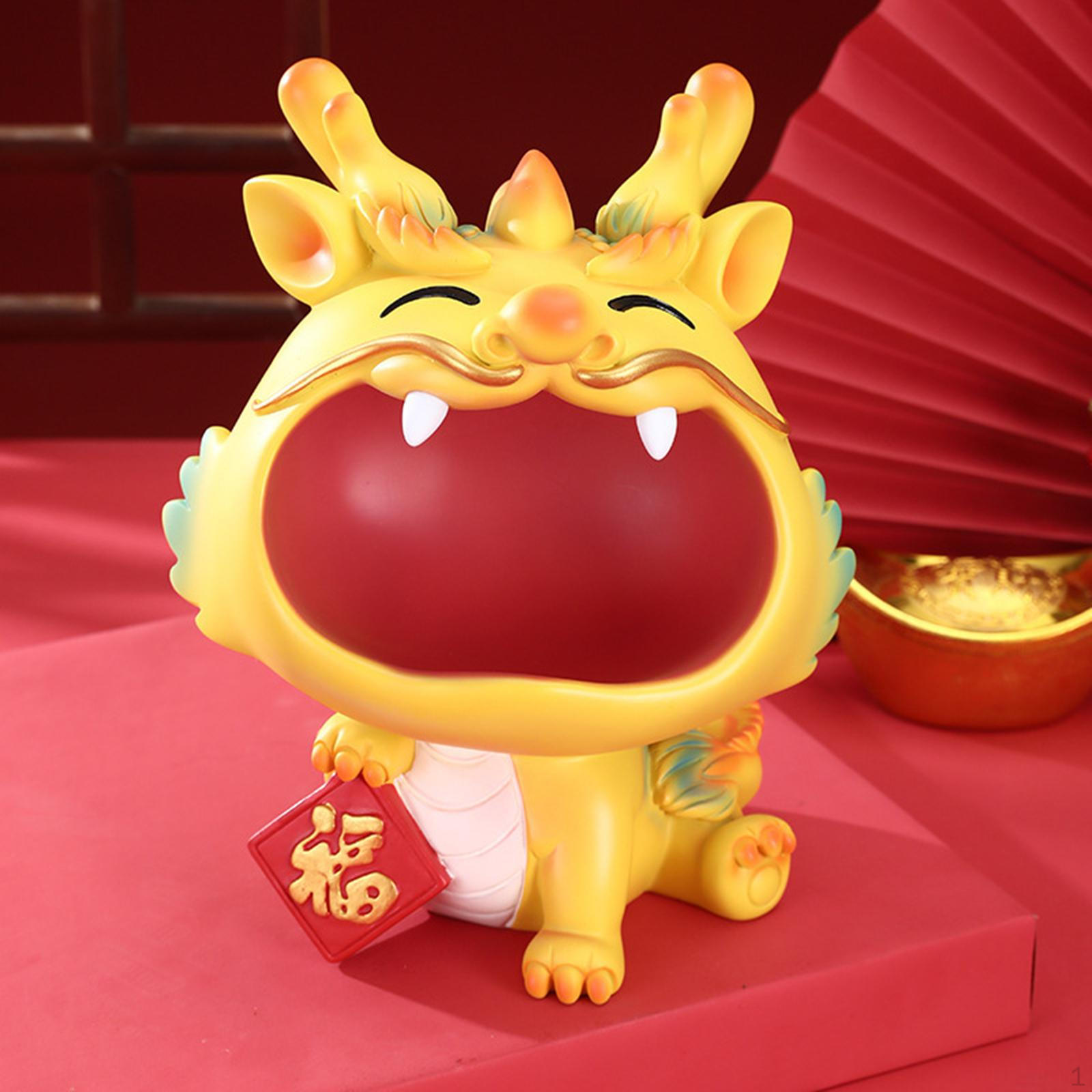 

Dragon Statue, Cartoon Figurine, Key Bowl, Resin Animal Sculpture Candy Bowl for Office Desk