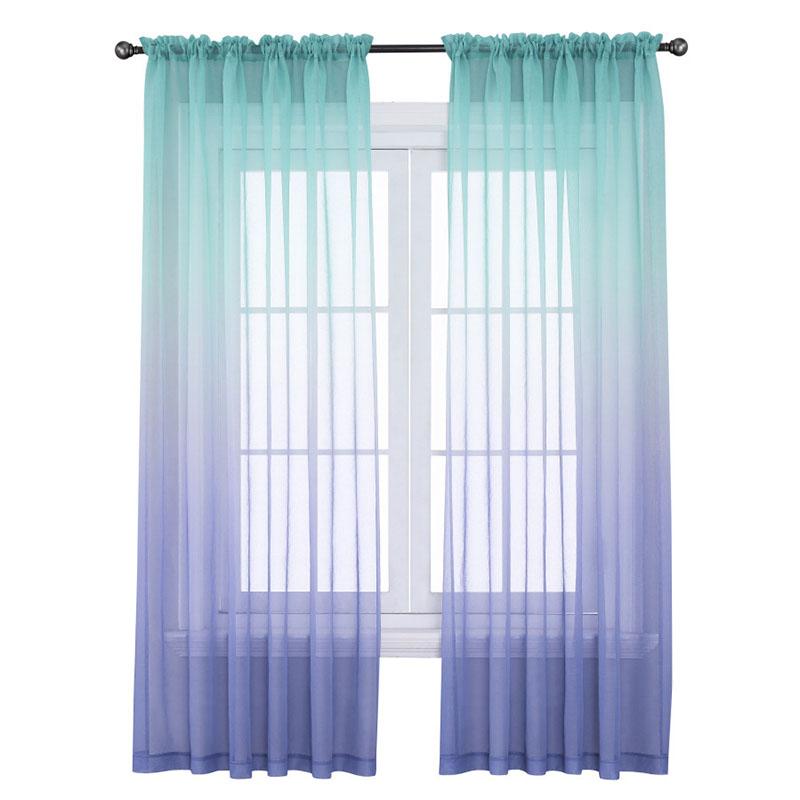 Modern Gradient Tulle Window Curtains For Living Room Organza Yarn Sheer Voile Curtain For Bedroom Kitchen Drape Decor New