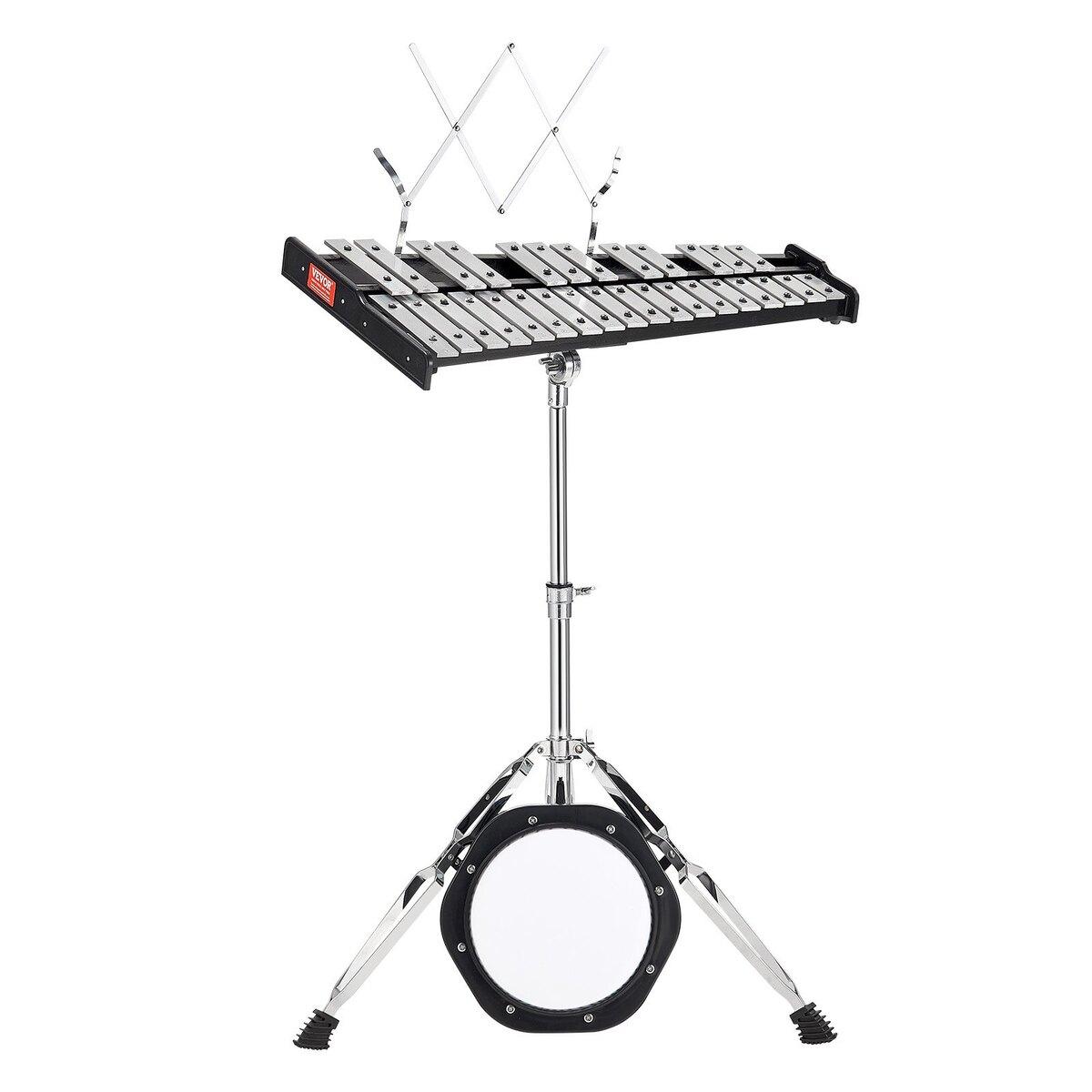 Glockenspiel Xylophone 30 Notes Kit de Cloches avec Maillets, Support et Tapis d'Entraînement