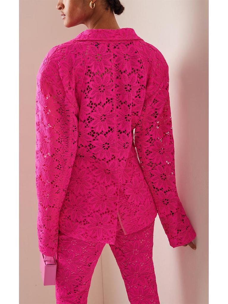 Available 2025: Stylish European & American Celebrity Slim Lace Pantsuit Set