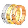 European & American 4MM Zircon Trio Tone Stainless Steel Couple Ring