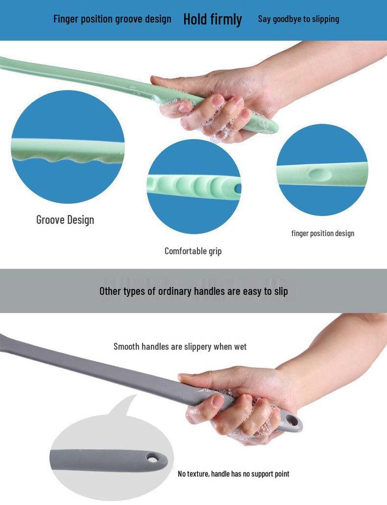 Silicone Long-Handle Exfoliating Shower Brush & Back Scrubber