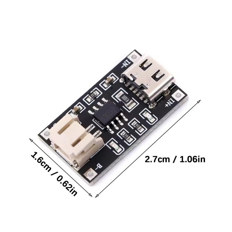 TP4056 USB C Lithiums Batteries Charging Module Builts In Protections Thermals Regulation PH2.0 Connectors LED Status Display