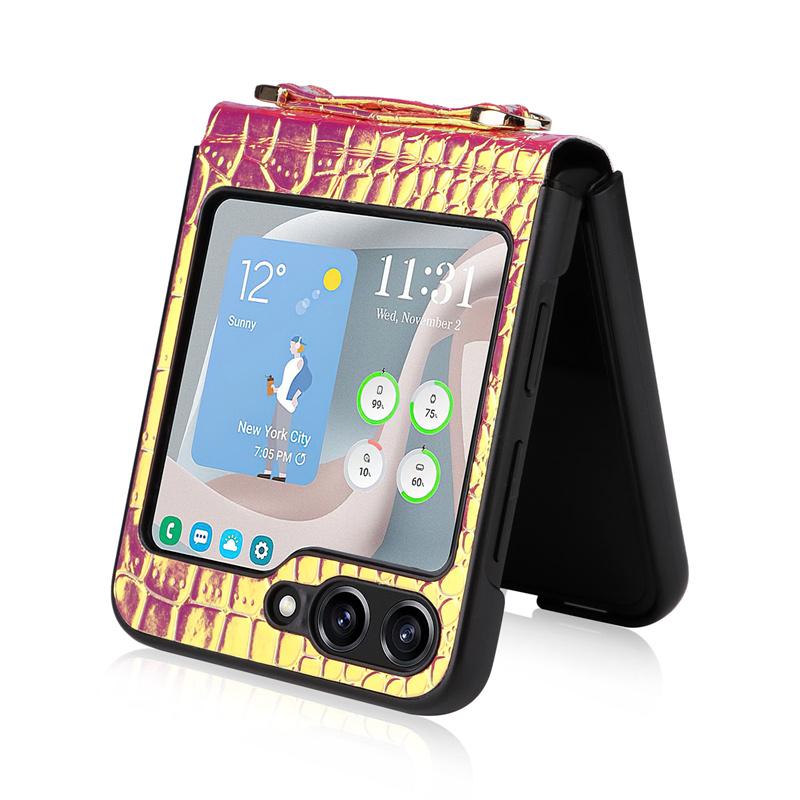 One-piece magic color Leather Case For Samsung Galaxy Z Flip 5 4 3 5G Shockproof Scratch-proof Z Flip4 flip5 Protect Shell Cover