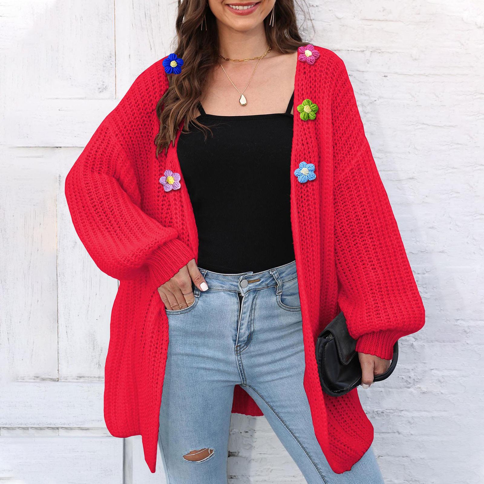 

Женский толстый вязаный свитер кардиган свободный ленивый повседневный свитер One Size красный