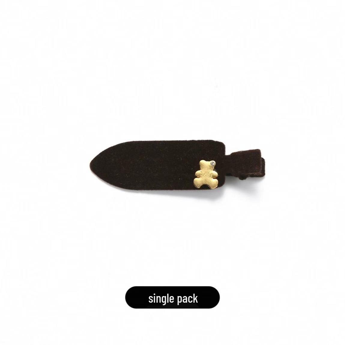 

Korean-Style Flocked Teddy Bear Hair Clip - 2025 New Baby Bangs Duckbill Headwear