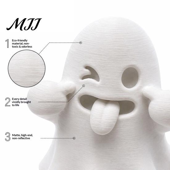 Cute Desk Accessories Halloween Ghost Figurine, 3D Printed Face Statue, Spooky Small Decorations Tabletop Ornament for Shelf, Desk, Home Party Decor