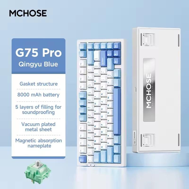 

New G75 Pro Mechanical Keyboard Customized Tri-mode Wireless RGB Hot Swap 8000mAh PBT Gasket Bluetooth E-sports For PC Gaming