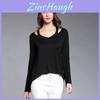 Simple Solid Color Off Shoulder Design Women Long Sleeved Top For Fall Comfort