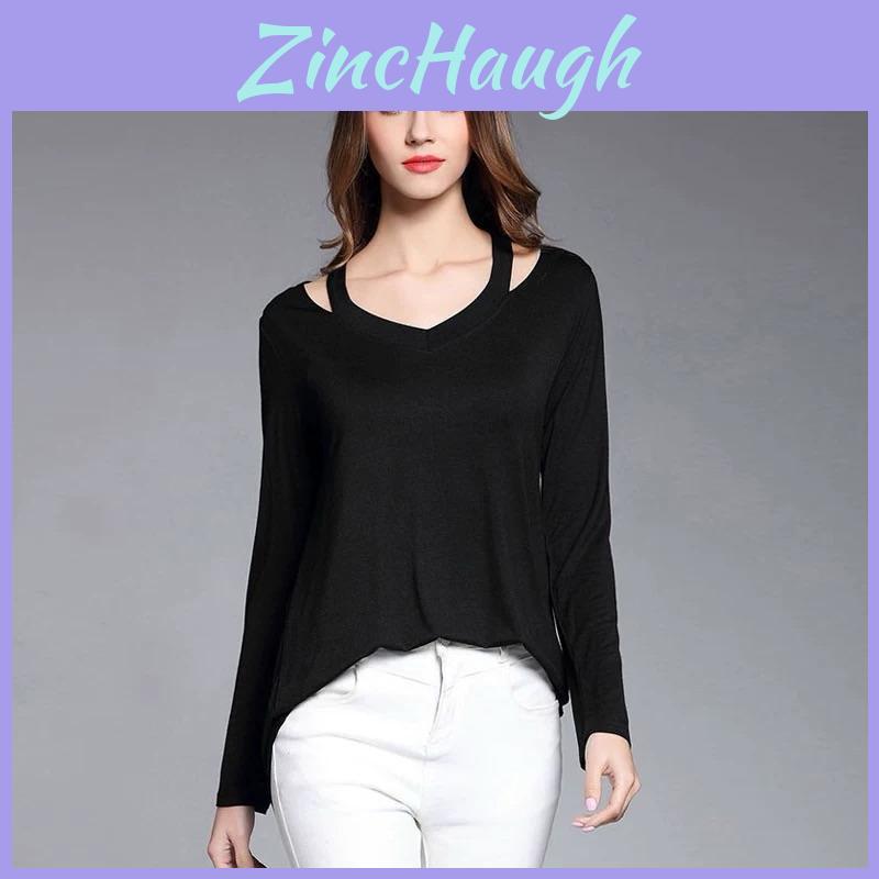 Simple Solid Color Off Shoulder Design Women Long Sleeved Top For Fall Comfort