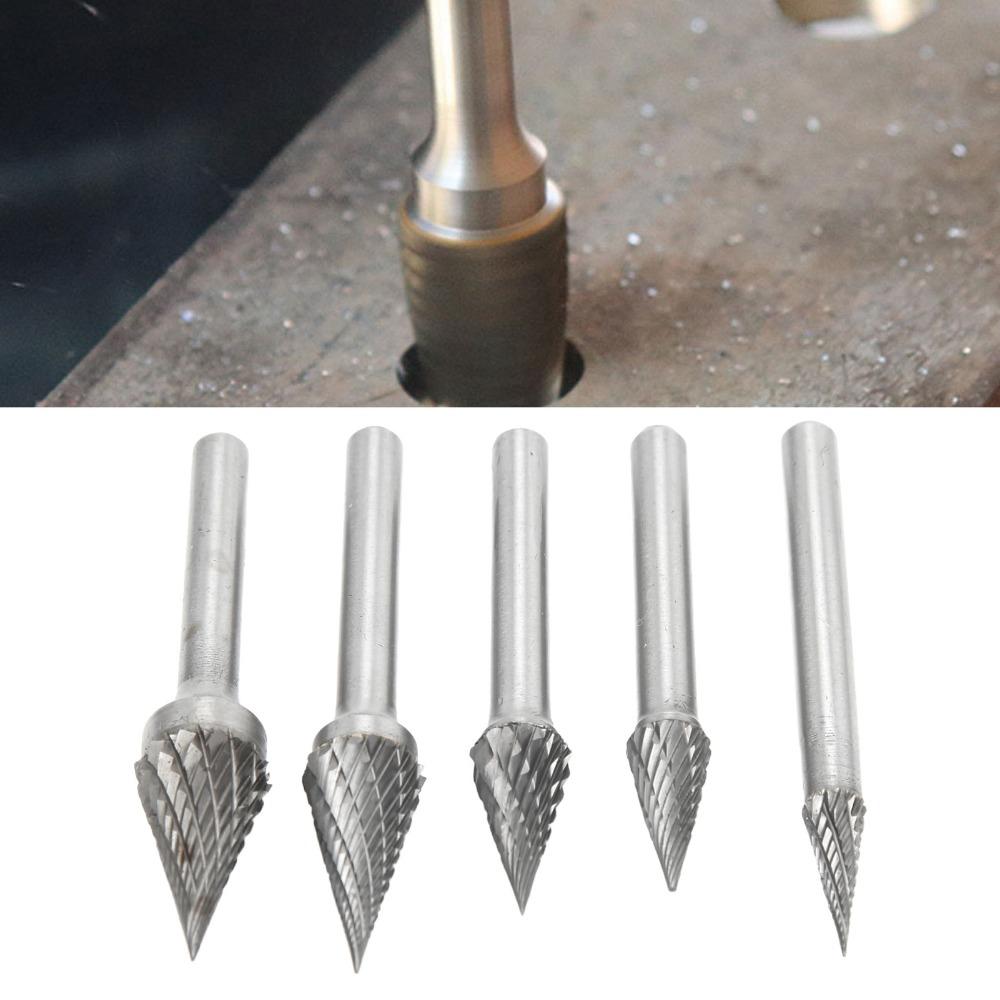 5PCS Double Cut Carbide Rotary Burrs 6mm Shank Carbide Burr Set Carbide Cutting Heads  Auto Shop