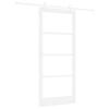 Sliding Door White 93 X 211 Cm Solid Pine Wood and Glass