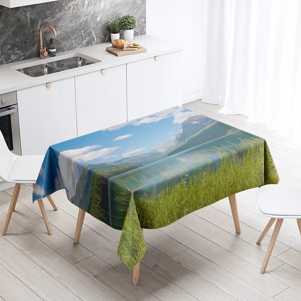

Природа Пейзаж Скатертина Захід сонця проти плям Водонепроникний прямокутний кухонний обідній стіл Домашній декор 140x180cm