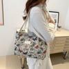 Chic 2024 New Black And White Canvas Tote Bag With Zipper For Daily Use