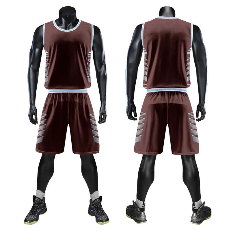 Custom Personalized Digital Print Mens Basketball Shirt Polyester Mesh Summer Breathable Basketball Jersey Set With Name WMS14