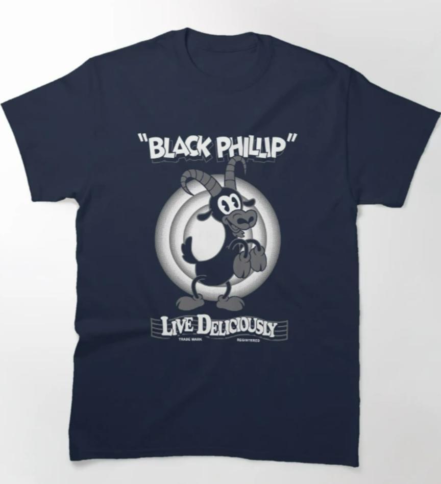 

Casual retro fashion Black Phillip Vintage Cartoon Witch - Goth Occult Live Deliciously Classic T-Shirt04198 4XL