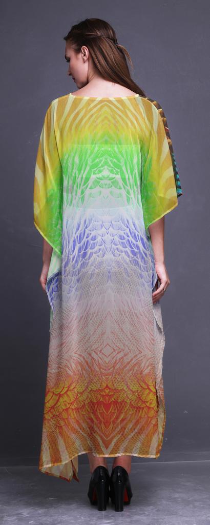 Phagun Tribal Feather Ladies Kaftan Holiday Loungewear Maxi Dress Beach