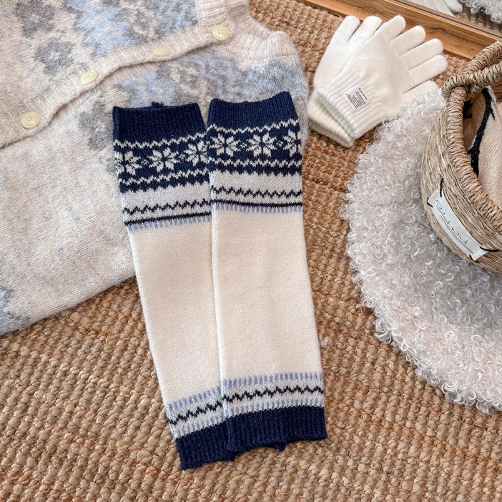 Wool Blend Calf Socks Fair Isle Sock Cuffs Warm Keeping Slouch Socks Autumn Winter