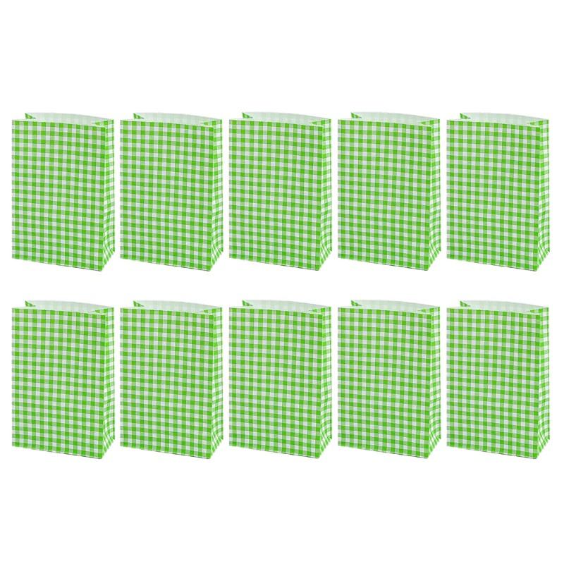 5/10/20 ST Färgglada Rutiga Papperspåsar För Fest Födelsedag Bröllop Shopping Presentpåse Kex Snacks Presentförpackning Dekoration