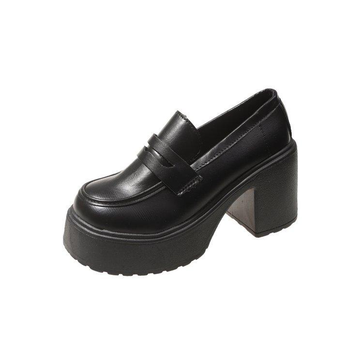 Retro francouzské boty Mary Jane pro dámskou jarní novinku 2024, japonské boty na vysokém podpatku, jednobarevné, se sukněmi a malé kožené boty