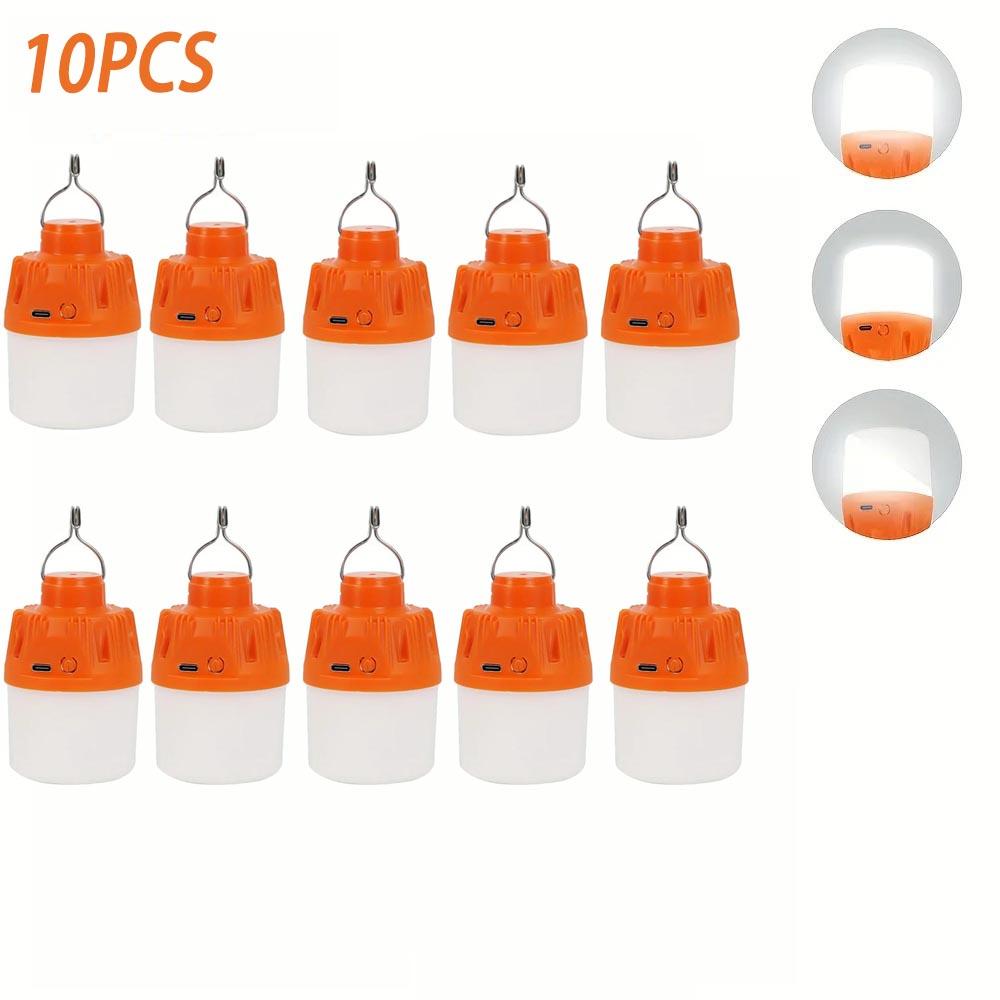 1/2/3/5/10PCS Portable LED Camping Light Bulb Outdoor Electric Lamp USB Charging 3 Lighting Modes White/Orange for Camping