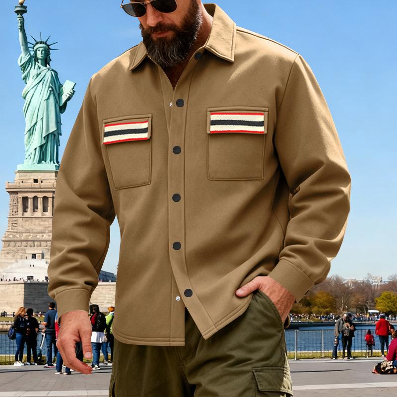 Male Fleece Lined Cardigan Jacket Loose Fit Outdoor Sweatshirt